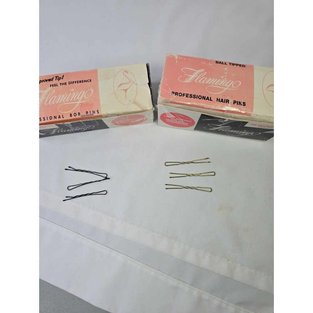 2- Flamingo Prof. Bob Pins Improved SkiTip 1 7/8" Black; & 2" Ball tip Hair Pins